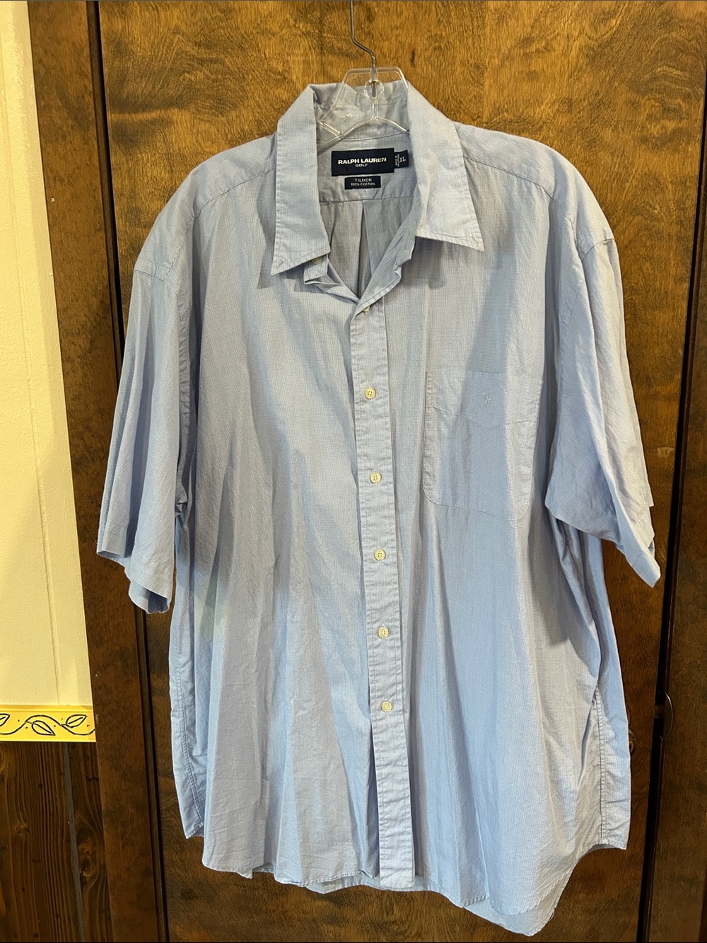 Ralph Lauren golf Pale Blue Short-Sleeve Button-Down Shirt XL Tilden